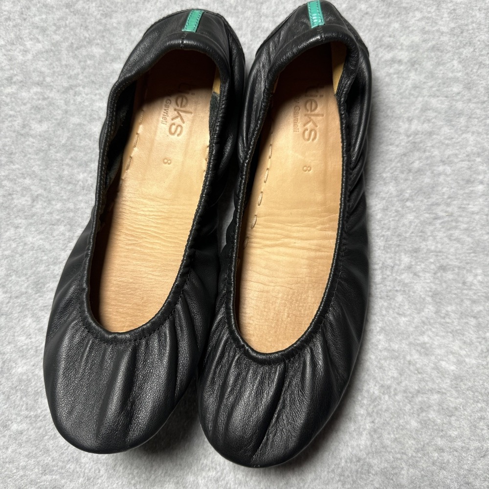 Tieks by Gavrieli Ballet Flats Shoes Black Leather Ballerina Slip-On Woman's 8